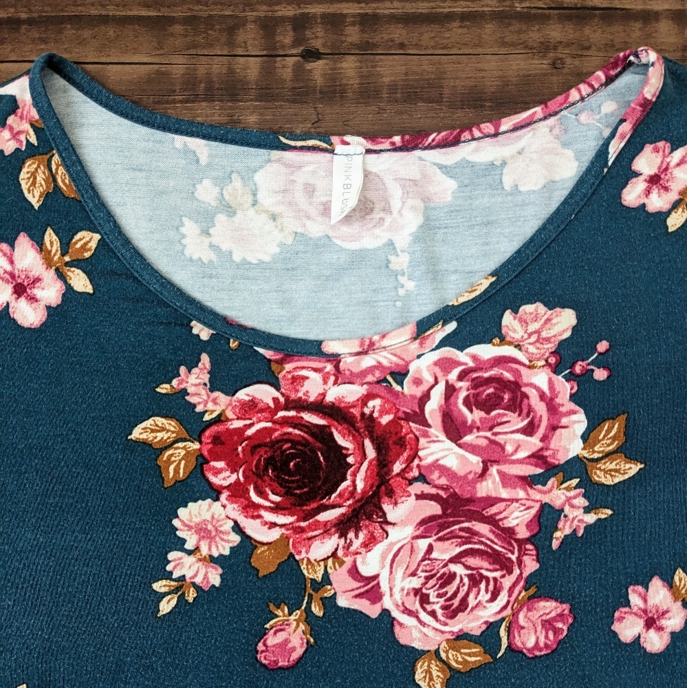 Pinkblush Turquoise Floral Tunic Top